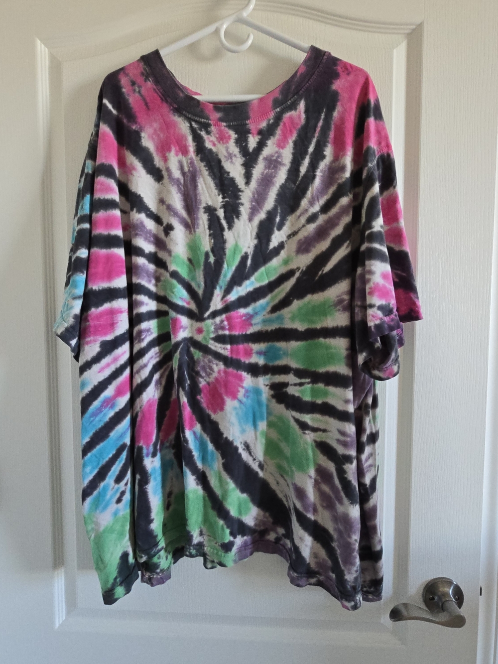 Relaxed Tie-Dye Short Sleeve Tee in Pink, Green & Blue